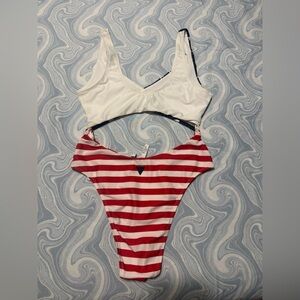 Striped Red and White Kids One Piece